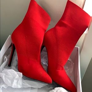 Red booties Steve Madden